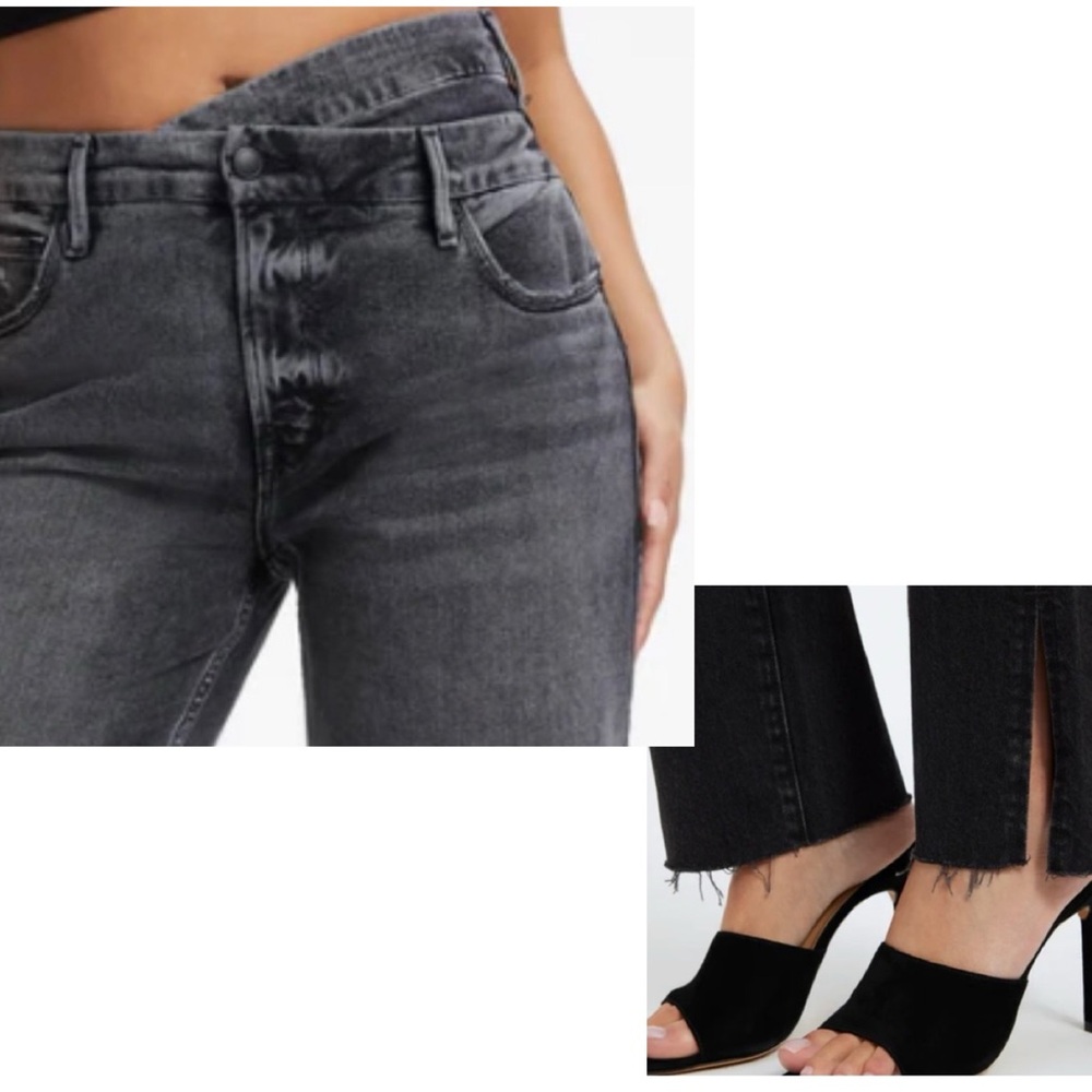 Good America Crisscrossed Waist Straight Leg Jeans